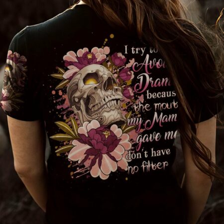 I TRY TO AVOID DRAMA SMOKE SKULL ALL OVER PRINT - YHHG2803231