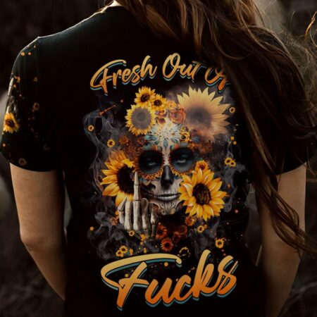 FRESH OUT OF F SUNFLOWER SUGAR SKULL ALL OVER PRINT - TLNZ2102232