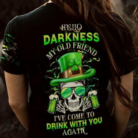 HELLO DARKNESS MY OLD FRIEND SKULL BEER PATRICK'S DAY ALL OVER PRINT - YHHG0102231