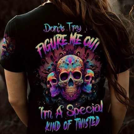 DON'T TRY TO FIGURE ME OUT 3 SKULLS COLORFUL ALL OVER PRINT - TLTW3003232