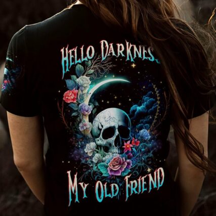 HELLO DARKNESS MY OLD FRIEND CRESCENT MOON SKULL ALL OVER PRINT - TLTW3003235