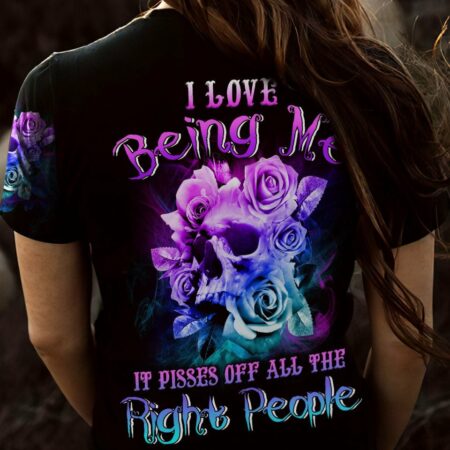I LOVE BEING ME SKULL FLOWER ALL OVER PRINT - YHLN1301232