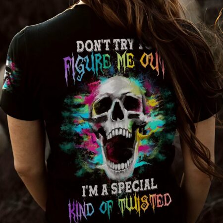 DON'T TRY TO FIGURE ME OUT COLORFUL SKULL ALL OVER PRINT - YHNT2803231