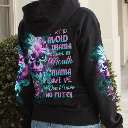 I TRY TO AVOID DRAMA DAISY SKULL ALL OVER PRINT - TLTR0901232