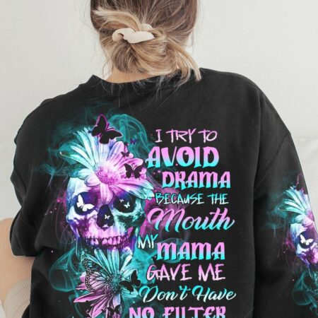 I TRY TO AVOID DRAMA DAISY SKULL ALL OVER PRINT - TLTR0901232