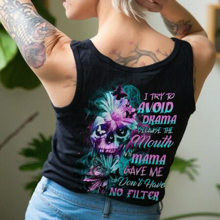 I TRY TO AVOID DRAMA DAISY SKULL ALL OVER PRINT - TLTR0901232