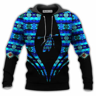 Feather Native American Blue Pattern - Hoodie - Owl Ohh - Owl Ohh