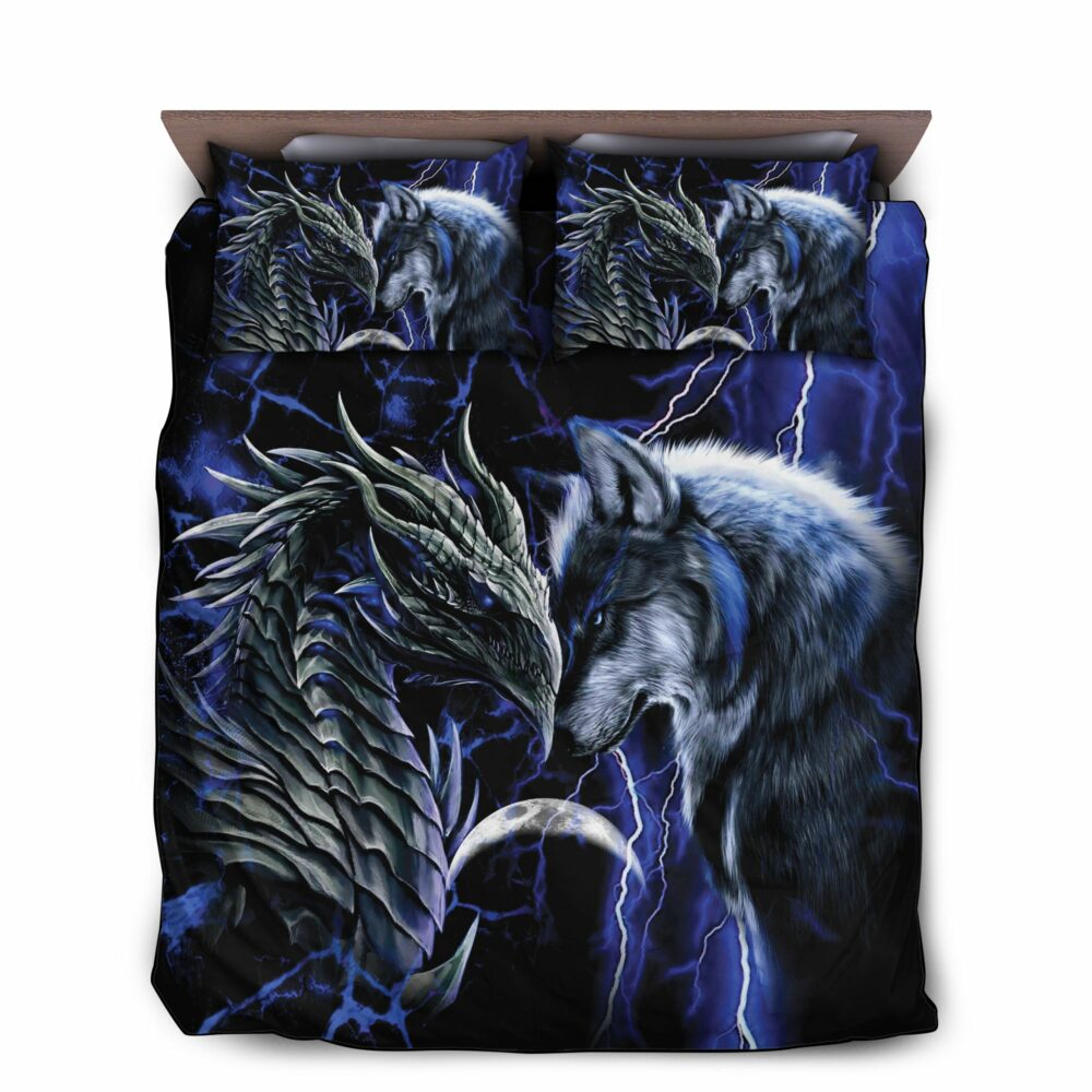 Dragon And Wolf Blue Style - Bedding Cover - Owl Ohh - Owl Ohh