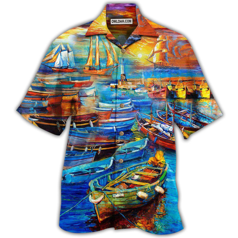 Boat The Bygone Days By The Harbor Eventful Life - Hawaiian Shirt - Owl Ohh - Owl Ohh