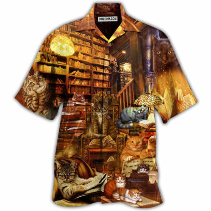 Cat And Book Happiness Is A Good Book - Hawaiian Shirt - Owl Ohh - Owl Ohh