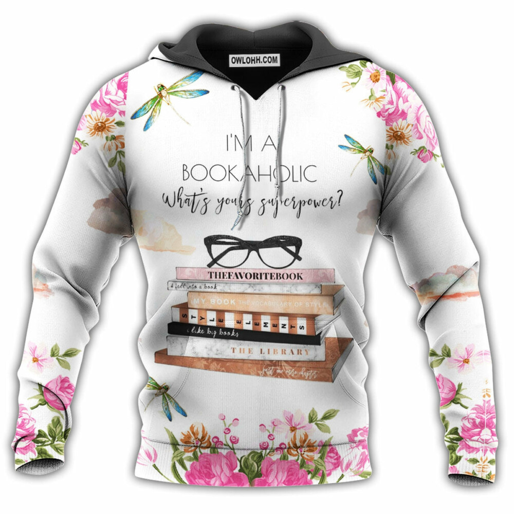 Book I'm A Bookaholic With Beautiful Roses - Hoodie - Owl Ohh - Owl Ohh