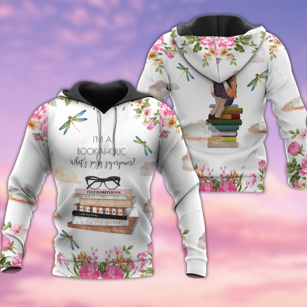 Book I'm A Bookaholic With Beautiful Roses - Hoodie - Owl Ohh - Owl Ohh