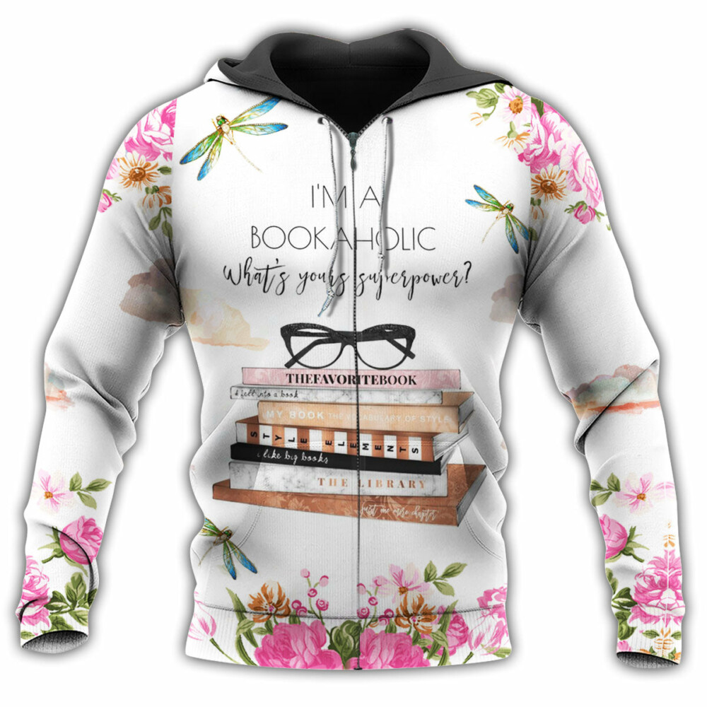 Book I'm A Bookaholic With Beautiful Roses - Hoodie - Owl Ohh - Owl Ohh