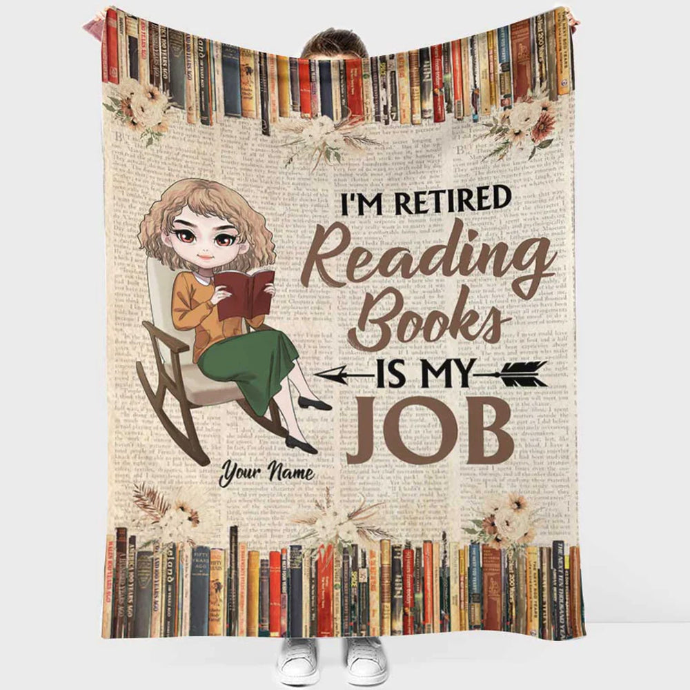 Book I'm Retired Reading Books Is My Job Personalized - Flannel Blanket - Owl Ohh - Owl Ohh