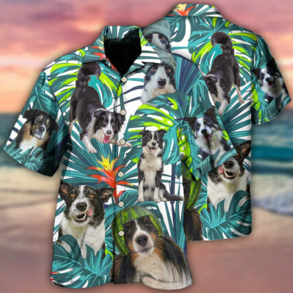 Border Collie Dog Tropical Leaf Lover - Hawaiian Shirt - Owl Ohh - Owl Ohh
