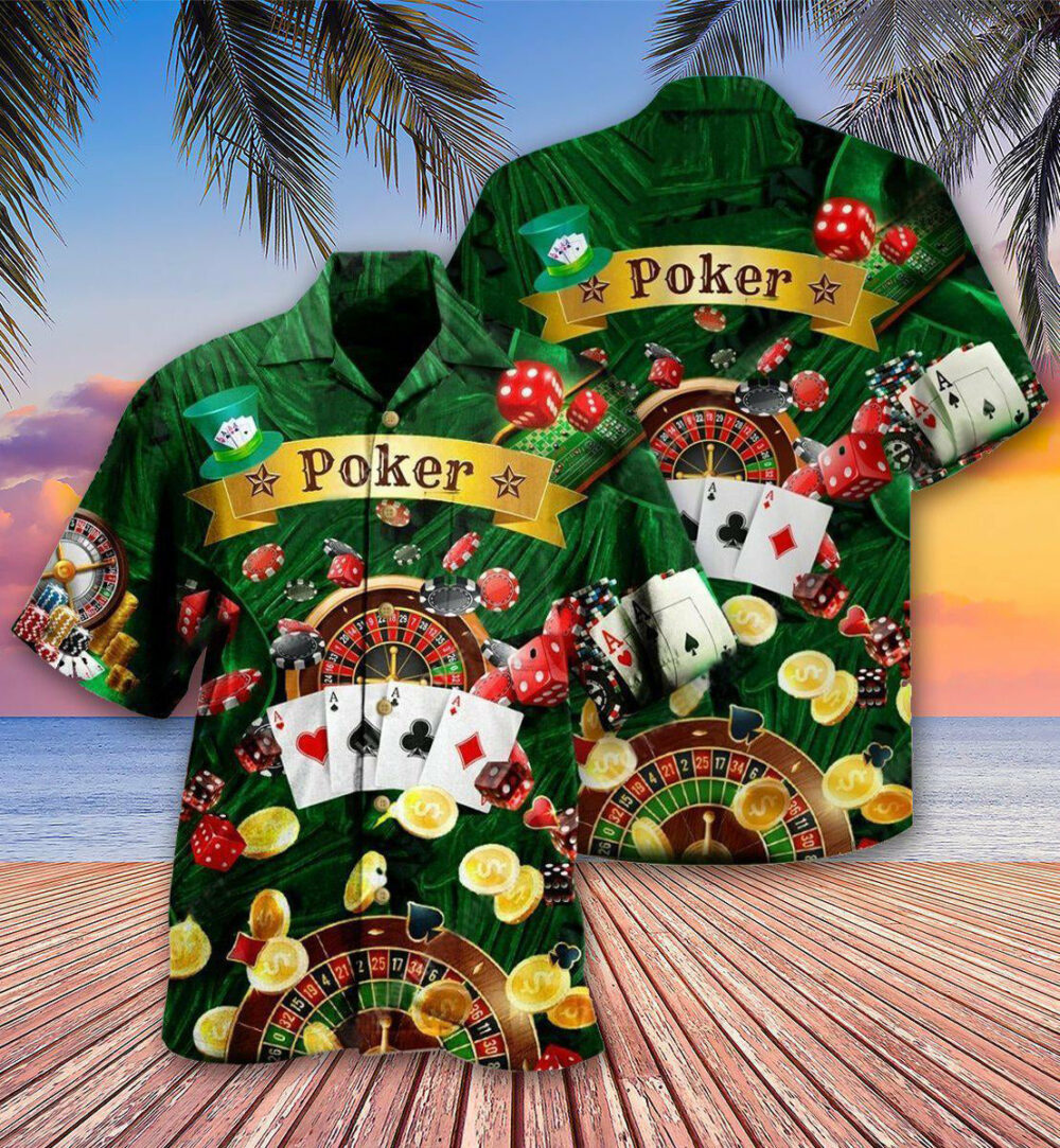 Poker Gambling Born To Play Poker Forced To Work - Hawaiian Shirt - Owl Ohh - Owl Ohh