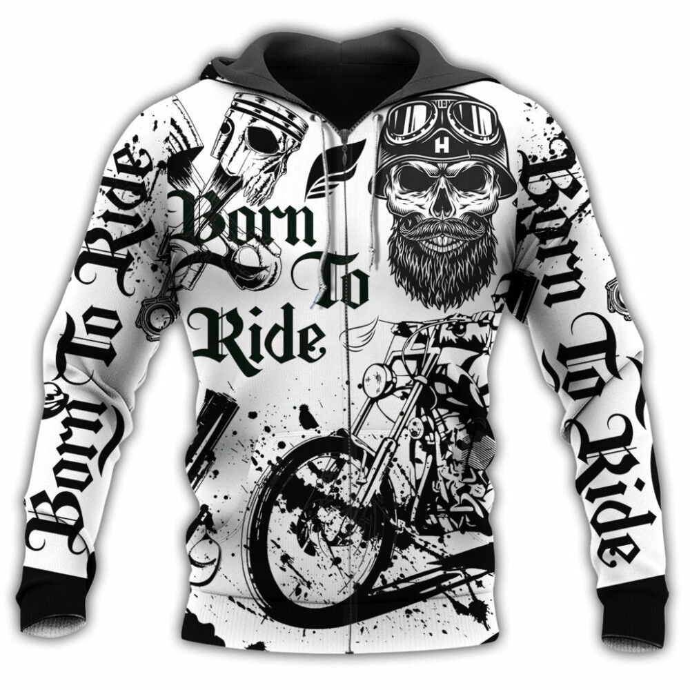 Motorcycle Born To Ride Motorcycle Black And White Style - Hoodie - Owl Ohh - Owl Ohh