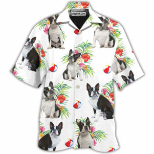 Boston Terrier Dog Ball Tropical Floral - Hawaiian Shirt - Owl Ohh - Owl Ohh
