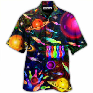 Bowling Neon Space Strike The Universe - Hawaiian Shirt - Owl Ohh - Owl Ohh