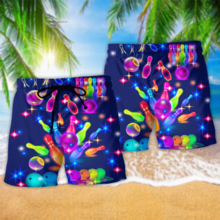 Bowling Rainbow Neon Style - Beach Short - Owl Ohh - Owl Ohh