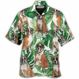 Boxer Dog Tropical Leaf Style - Hawaiian Shirt - Owl Ohh - Owl Ohh