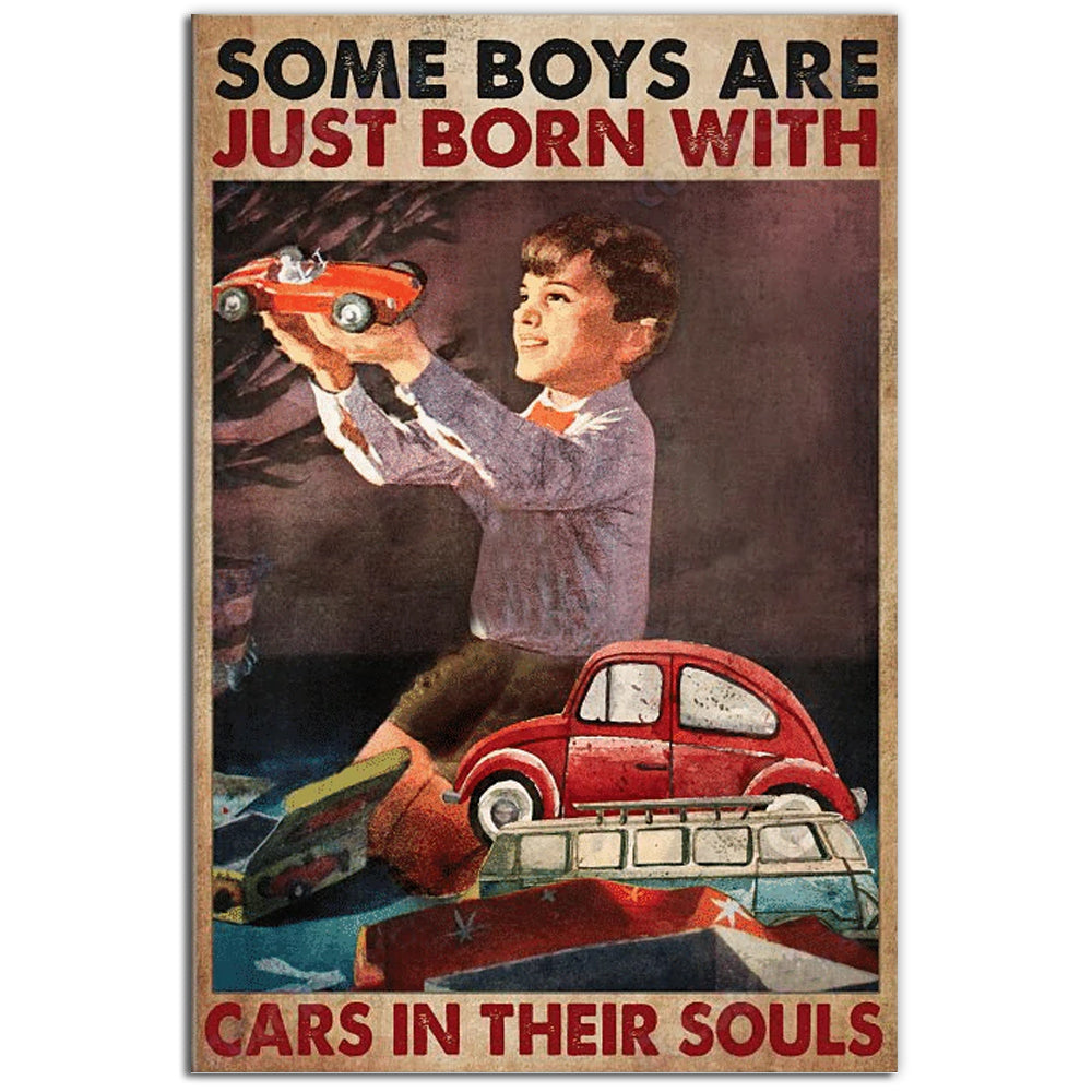 Car Boy Play Cars In Their Souls - Vertical Poster - Owl Ohh - Owl Ohh