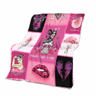 Breast Cancer Awareness Fight Like A Girl - Flannel Blanket - Owl Ohh - Owl Ohh