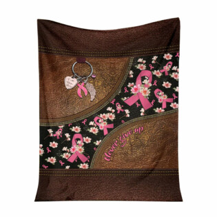 Breast Cancer Awareness Never Give Up - Flannel Blanket - Owl Ohh - Owl Ohh