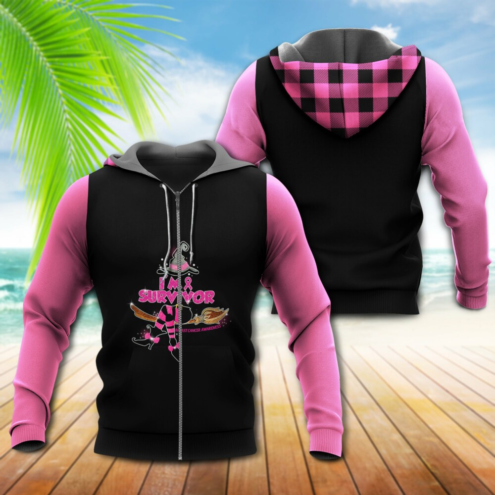 Breast Cancer Witch I'm Survivor - Hoodie - Owl Ohh - Owl Ohh