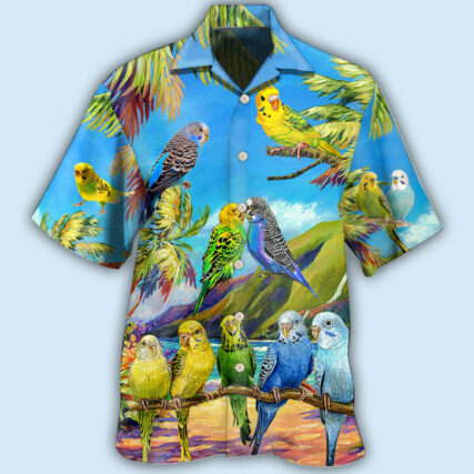 Parrot Budgie Parrot Beautiful Landscape - Hawaiian Shirt - Owl Ohh - Owl Ohh