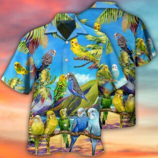 Parrot Budgie Parrot Beautiful Landscape - Hawaiian Shirt - Owl Ohh - Owl Ohh