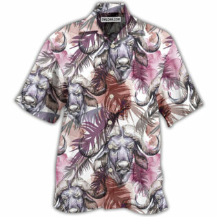 Buffalo Behind Tropical Leaf - Hawaiian Shirt - Owl Ohh - Owl Ohh