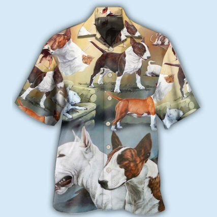 Bull Terrier Dog Lover Art Style - Hawaiian Shirt - Owl Ohh - Owl Ohh