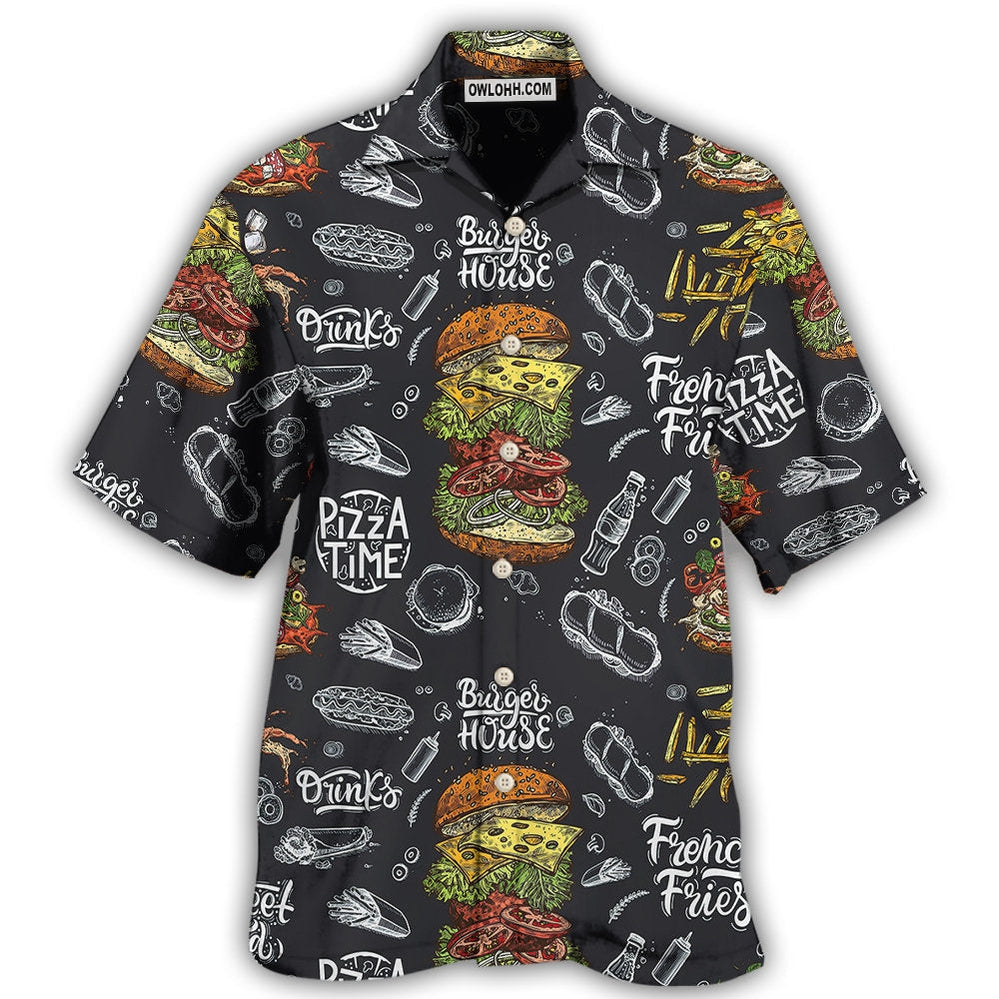Food Burger House Pizza Time - Hawaiian Shirt - Owl Ohh - Owl Ohh