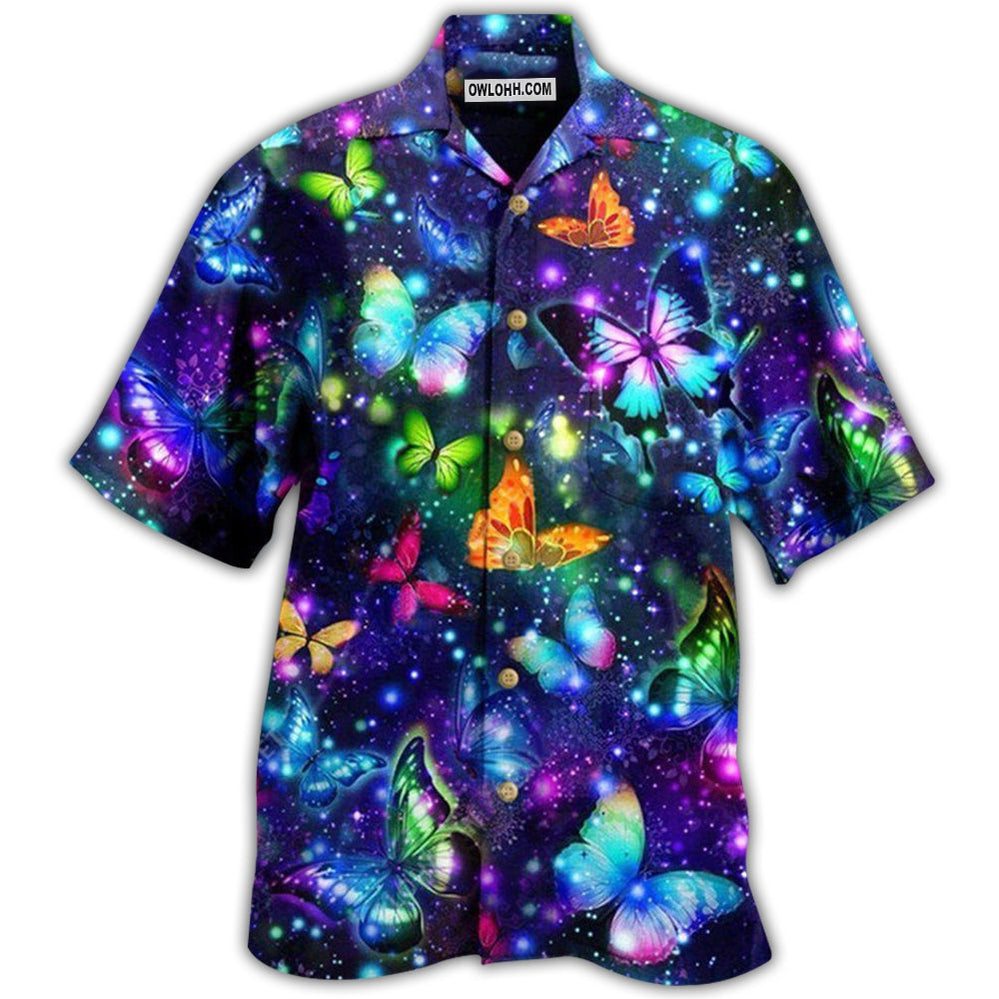 Butterfly Colorful In Dark - Hawaiian Shirt - Owl Ohh - Owl Ohh