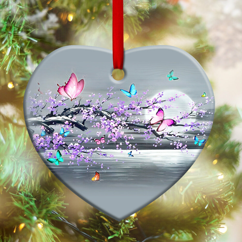 Butterfly Moon Branch Style - Heart Ornament - Owl Ohh - Owl Ohh