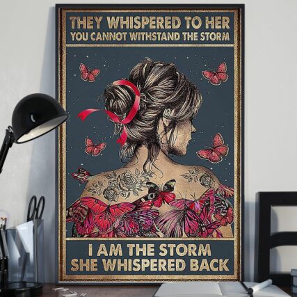 Butterfly Girl I Am The Storm She Whispered Back Pink Butterfly - Vertical Poster - Owl Ohh - Owl Ohh