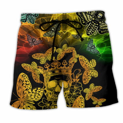 Butterfly Golden Skull Style - Beach Short - Owl Ohh - Owl Ohh