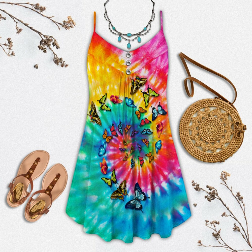Butterfly Hippie Tie Dye With Colorful Style - Summer Dress - Owl Ohh - Owl Ohh