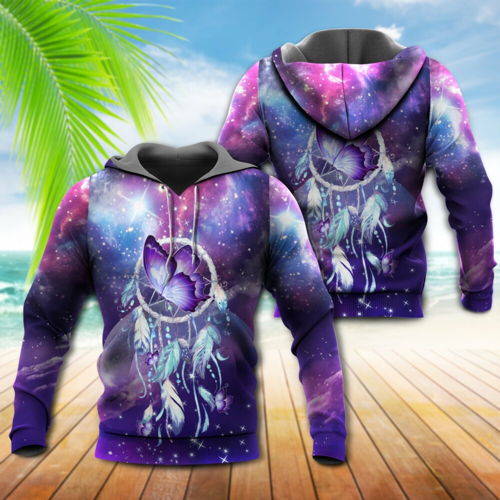 Butterfly Love Dreamcatcher Purple Style - Hoodie - Owl Ohh - Owl Ohh