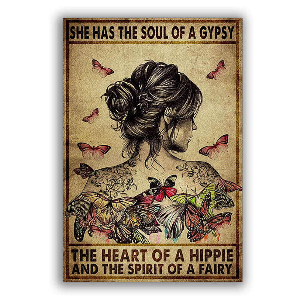 Butterfly She Has The Soul Of A Gypsy - Vertical Poster - Owl Ohh - Owl Ohh