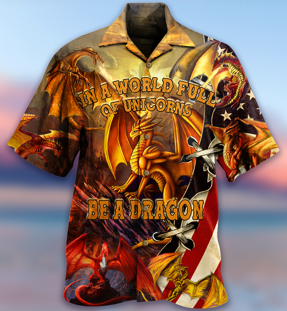 Dragon In A World Full Off Unicon Be A Dragon - Hawaiian Shirt - Owl Ohh - Owl Ohh