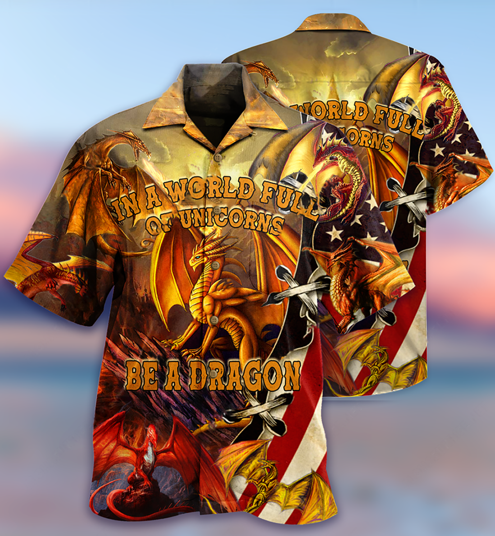 Dragon In A World Full Off Unicon Be A Dragon - Hawaiian Shirt - Owl Ohh - Owl Ohh