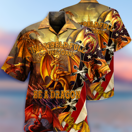 Dragon In A World Full Off Unicon Be A Dragon - Hawaiian Shirt - Owl Ohh - Owl Ohh
