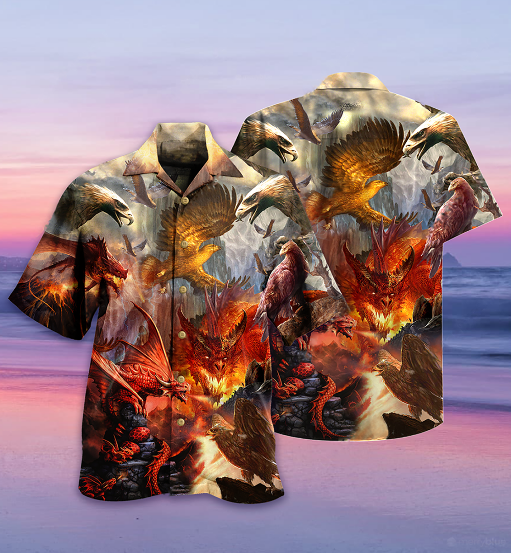Dragon Fight With The Eagle - Hawaiian Shirt - Owl Ohh - Owl Ohh