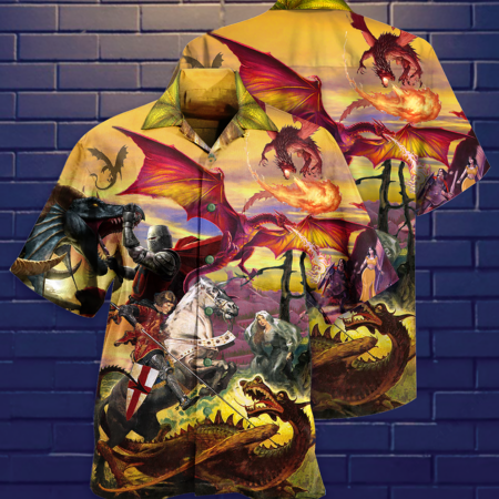 Dragon Fighting The Knights - Hawaiian Shirt - Owl Ohh - Owl Ohh
