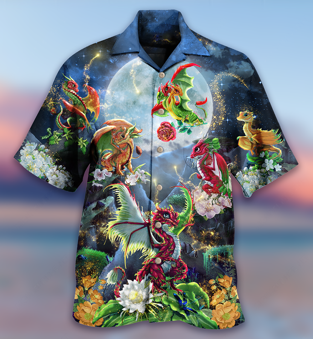 Dragon Flowers Love Life To The Moon - Hawaiian Shirt - Owl Ohh - Owl Ohh