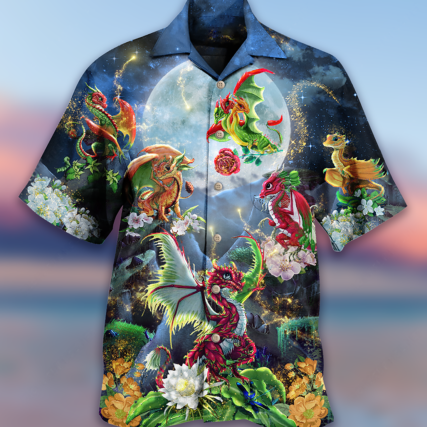 Dragon Flowers Love Life To The Moon - Hawaiian Shirt - Owl Ohh - Owl Ohh