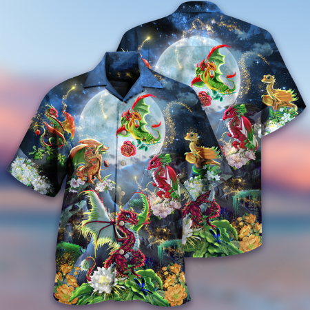 Dragon Flowers Love Life To The Moon - Hawaiian Shirt - Owl Ohh - Owl Ohh