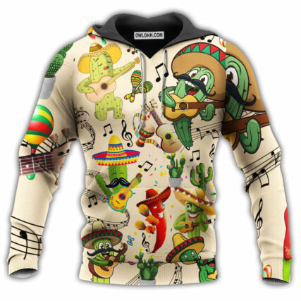 Cactus Love Music With Amazing Style - Hoodie - Owl Ohh - Owl Ohh